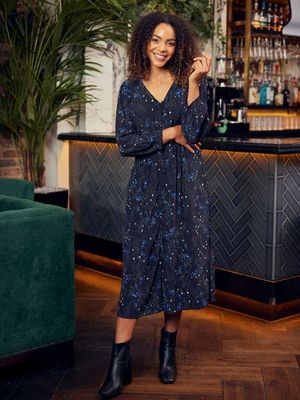 Susanne - V Neck Button Dress - Star Print - Sample