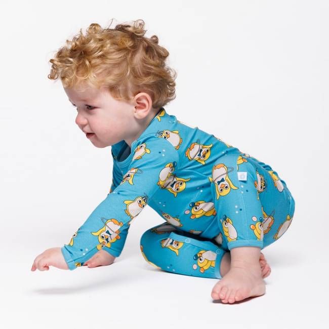 Elstar long-sleeved baby suit with circus penguins