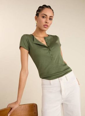 Kikki Cap Sleeve Henley Top