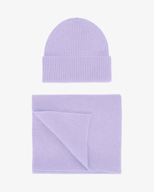 Merino Wool Beanie & Scarf - Soft Lavender