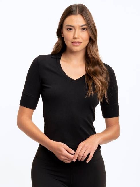 Aubrey Collared Rib V-Neck