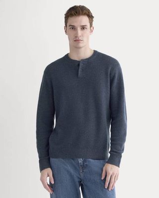 Henley in Wool Cashmere | Indigo