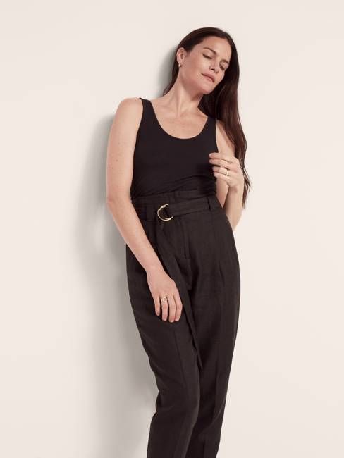 Paper Bag Pleated Trouser - Resale | Black