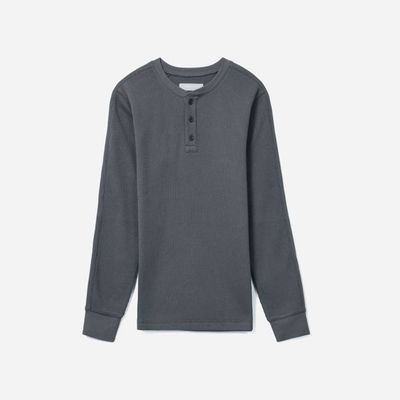 The Waffle Long-Sleeve Henley Tee | Slate