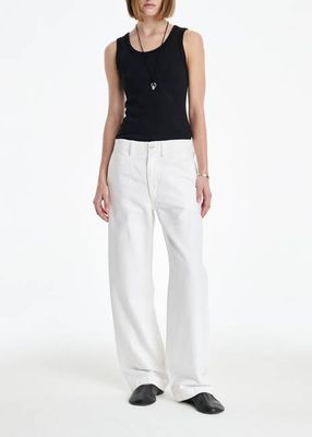 AGOLDE X MARIA MCMANUS Trouser Wide Leg Jean in White Cotton