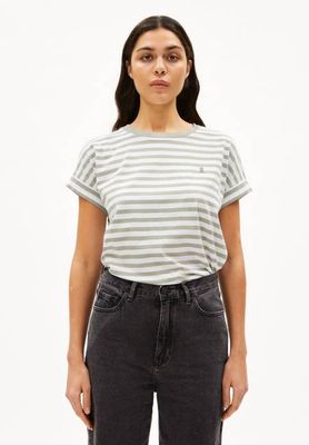 IDAARA STRIPES T-SHIRT | weiß-seegrün