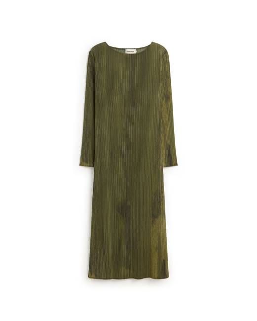 Green pleated midi Myrtle dress