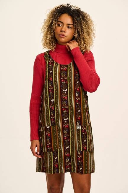 Layla - Mini Cotton Dress in Vintage Stripe & Floral