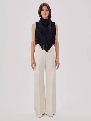 Fringe Scarf Neck Shell | Black