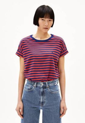 IDAARA STRIPES T-SHIRT | blaues, nicht korallenrotes Rouge