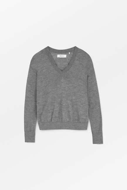 Amethyst V-neck jumper - Grey melange