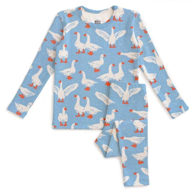 Kids Pajama Set - Silly Geese Blue