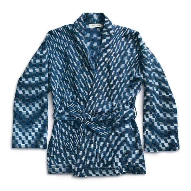 The Kimono in Indigo Dyed Jacquard