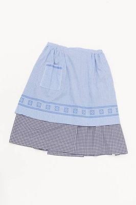Apron Skirt - Sky & Navy Gingham