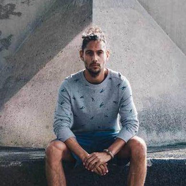 Sweatshirt - biologisch katoen - vliegende vrouw vissen en haakjes - Grijs melange