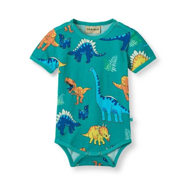 Short-sleeved baby body with dinosaurs