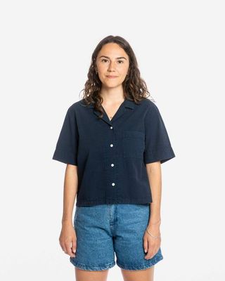 Seersucker Blouse navy