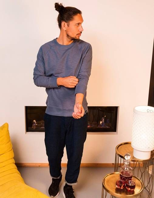 Sweatshirt - biologisch katoen - Basic - midden blauw