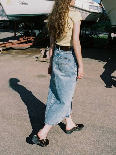 Anna Denim Skirt Desert high waist skirt | Nudie Jeans