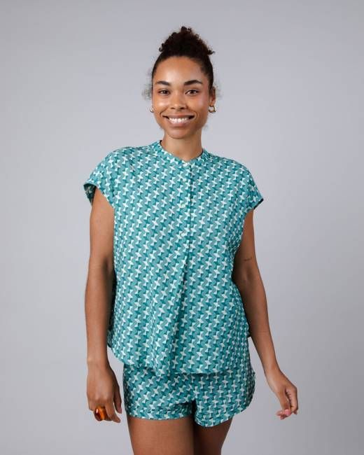 Tiles Mao Blouse Blue