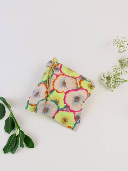 Watercolor Pansies Square Zip Pouch