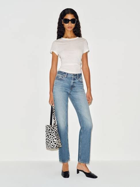 Leda Mid Rise Straight Long Jeans