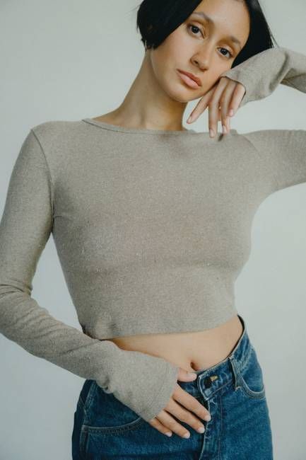 Lia Top, Regen Silk Noil Jersey, Twig Heather