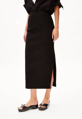 AZITAA RIB MIDI SKIRT | black