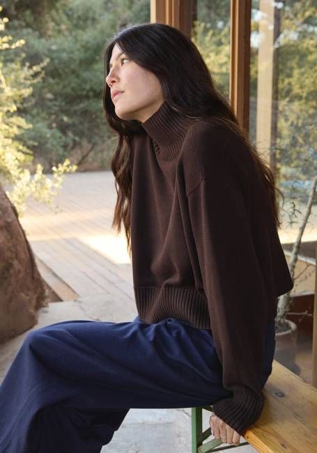 Crop Turtleneck Walnut