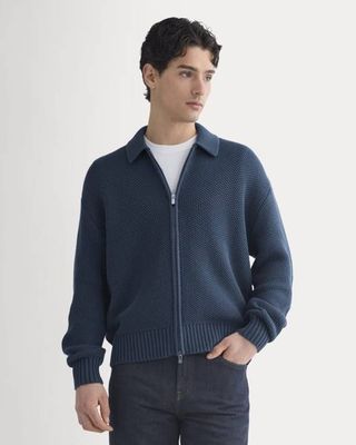 Honeycomb Sweater Jacket | Midnight Navy