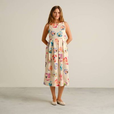 DEDICATED - Kleid Vallsta Flower Cut Egg White