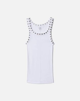 Studded Ribbed Tank - Optic White
