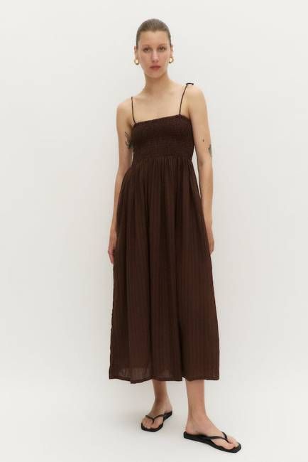 THE BILLIE DRESS - BROWN COTTON