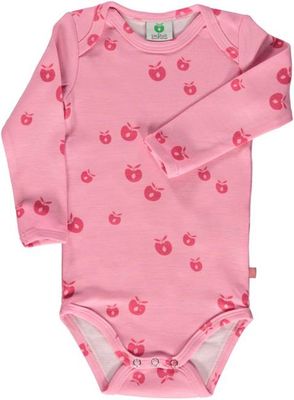 Long-sleeved baby body in wool mix with apples