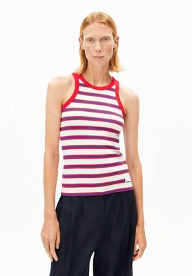 KANITAA STRIPES TOP | helles Hafermilch-Mars-Rot-Dynamoblau