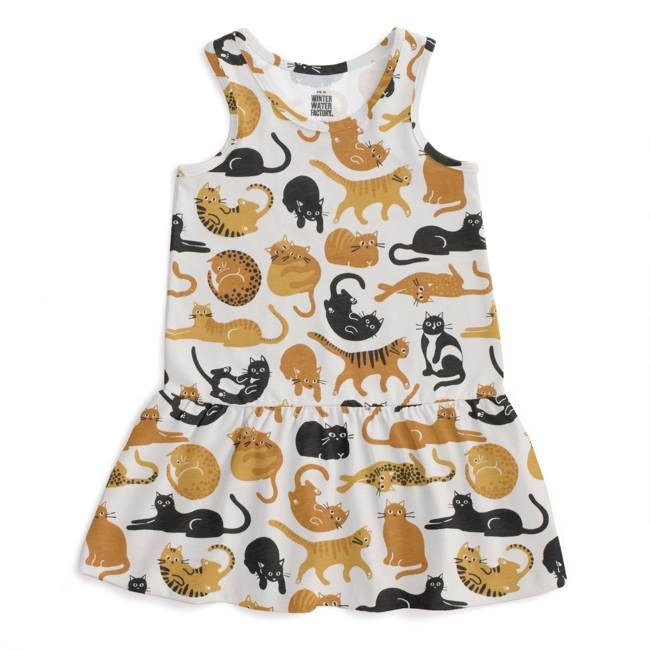 Valencia Dress - Cat Friends Gold & Yellow