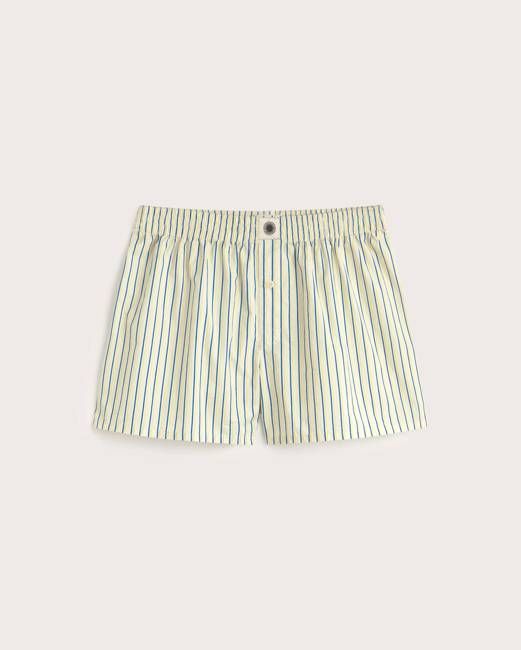 Yellow and blue striped poplin boxer shorts