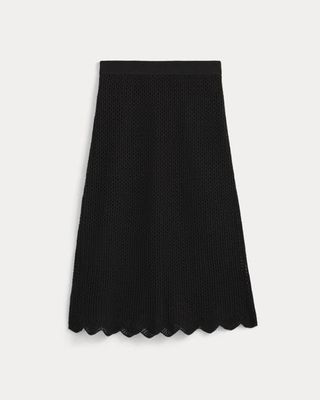 Lace-Knit Midi Skirt | Black