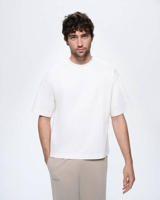 Übergroßes Interlock-T-Shirt für Herren — Cremefarben