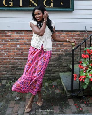 Folklore Flowers - Victoria Skirt - Bright Rose