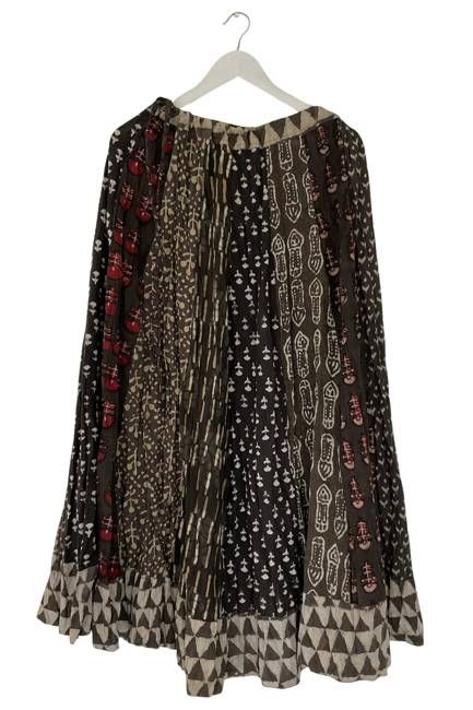 NEW! Flared Cotton Blockprint Patchwork Skirt No. 8