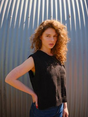 Katt Eyelet Vest - Licorice