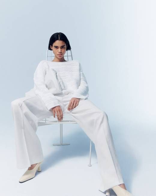 Oversized Textured Sweater | White