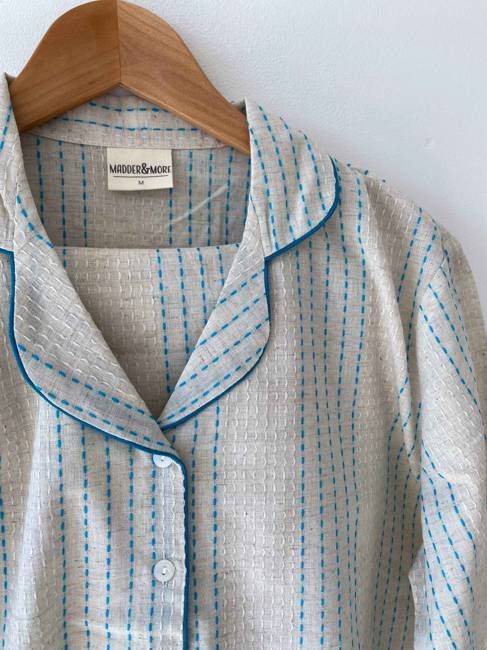 Handwoven Cotton Pyjamas - Blue Stitch