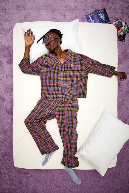 Dreamer - Brushed Cotton Pyjamas Set in Purple Grunge Check