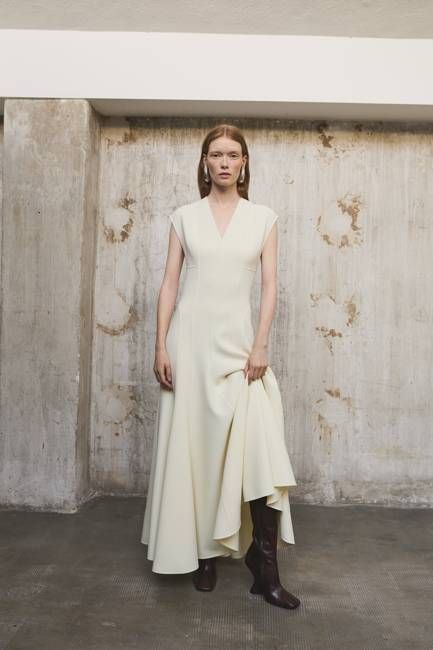 Double Face Cutout Dress | Cream