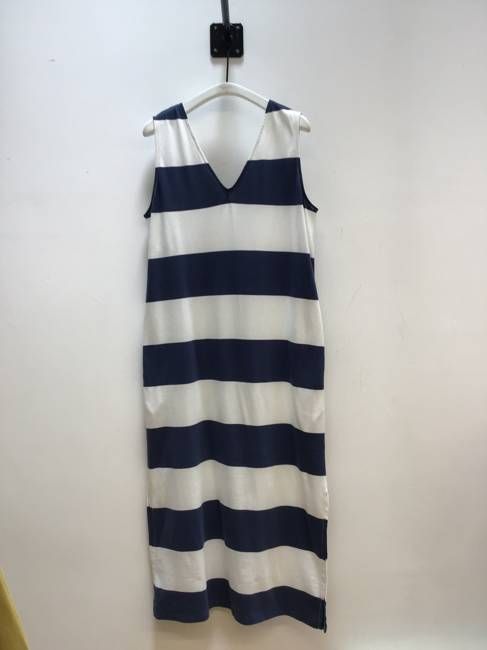 Riva-Sue Organic Cotton Dress in Midnight/ White Bold Stripe Sample