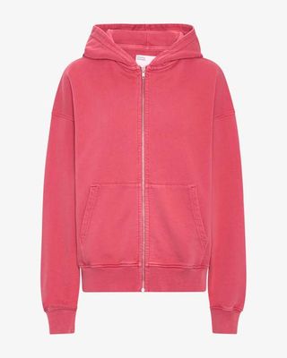 Organic Oversized Zip Hood - Faded Red