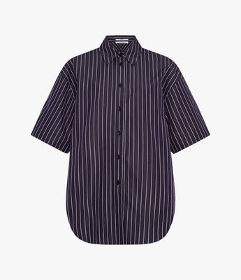 Short Sleeve Shirt | Navy/White Stripe