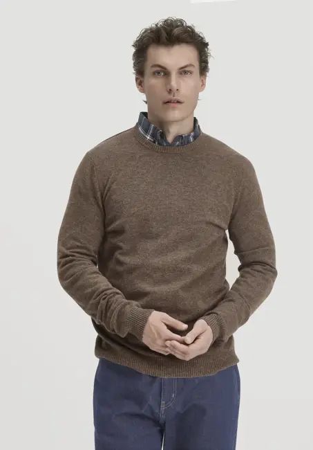Regular knit sweater made of organic merino wool with cashmere